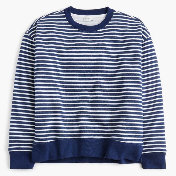 J. Crew Antique Navy/White Striped Crewneck Pullover Sweatshirt/NWT/XL - Picture 3 of 12